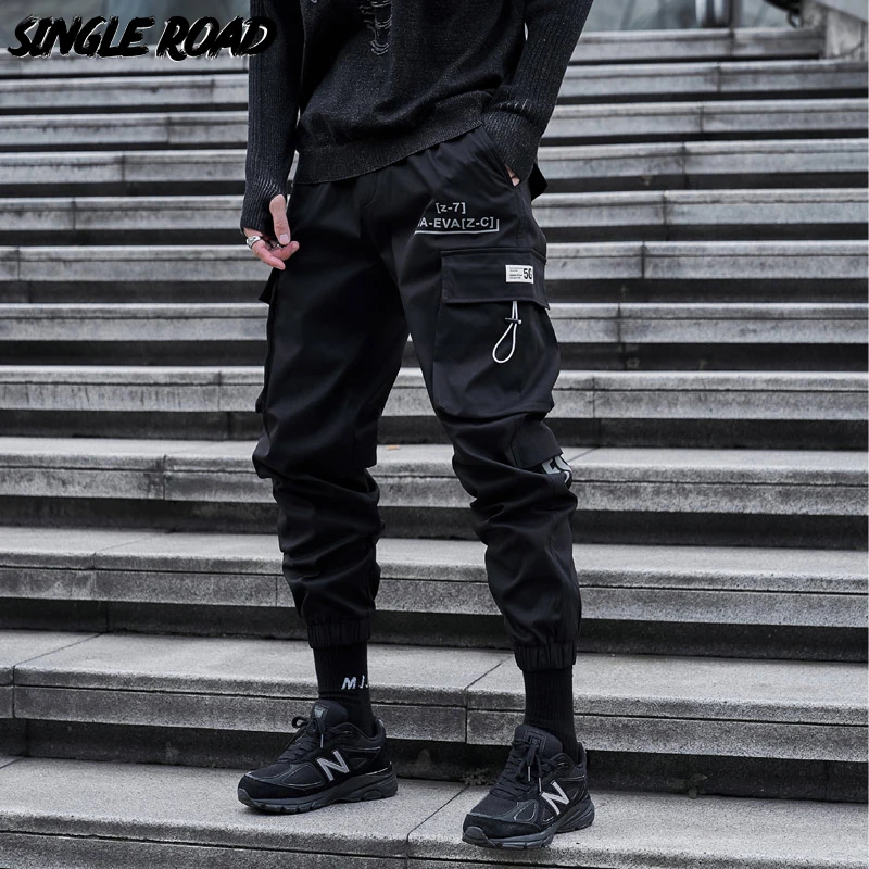 

Однодорожные мужские брюки-карго, мужская мода 2021, с боковыми карманами, в стиле хип-хоп, для бега, Мужская одежда, Японская уличная одежда, с...