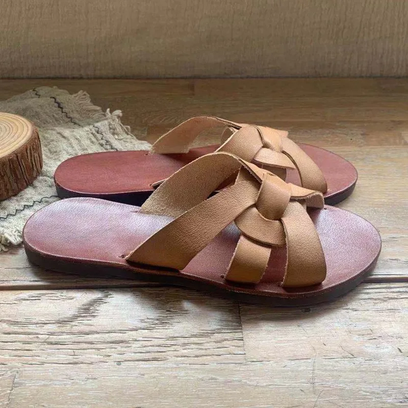 Careaymade-Mori's Retro Genuine Leather fish mouth soft leather open toe slouch with low heel for women's weave slippers
Careaymade-Mori's Retro Genuine Leather fish mouth soft leather open toe slouch with low heel for women's weave slippers