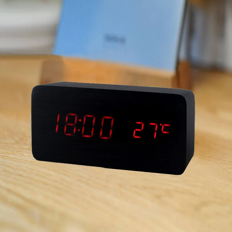 Electronic LED Digital Alarm Clock Temperature Sounds Control Wooden Table clock Calendar Display Desktop Clock Best selling
Electronic LED Digital Alarm Clock Temperature Sounds Control Wooden Table clock Calendar Display Desktop Clock Best selling