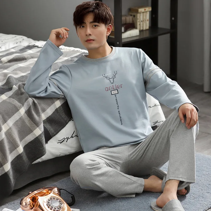 Cotton Letter Embroidered Pajamas Men Spring Autumn Sports and Leisure Plus Size Men Pigiama Uomo Autumn and Winter Home Suits
Cotton Letter Embroidered Pajamas Men Spring Autumn Sports and Leisure Plus Size Men Pigiama Uomo Autumn and Winter Home Suits