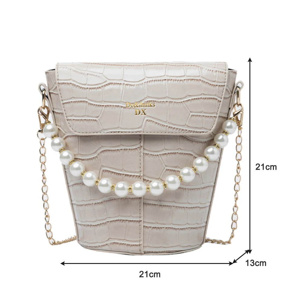 Fashion Women Stone Pattern Pearl Chain Shoulder Bags PU Leather Crossbody Bag Casual Ladies Solid Color Bucket Flap Handbags
Fashion Women Stone Pattern Pearl Chain Shoulder Bags PU Leather Crossbody Bag Casual Ladies Solid Color Bucket Flap Handbags