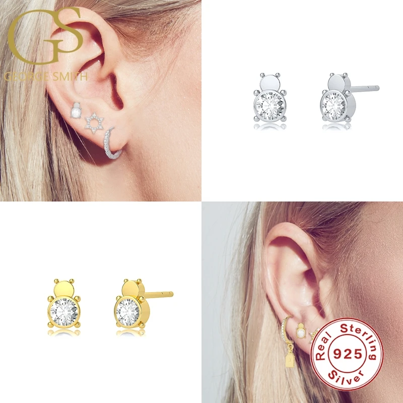 100% Real 925 Sterling Silver Plated Pav Crystal Little Bear Stud Earrings For Women Simple Fashion Wedding Jewelry Accessories
100% Real 925 Sterling Silver Plated Pav Crystal Little Bear Stud Earrings For Women Simple Fashion Wedding Jewelry Accessories