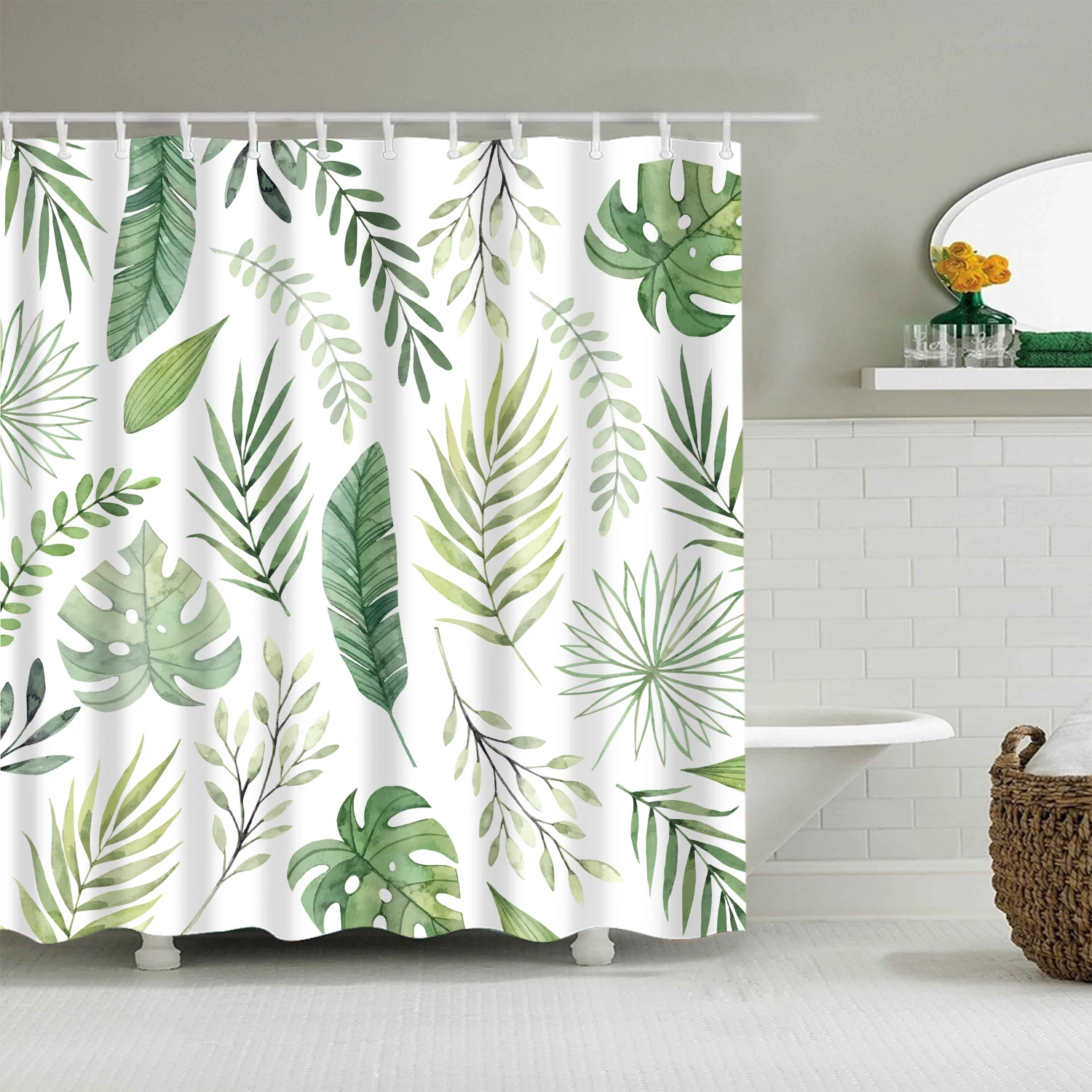 Plant Leaf Shower Curtains Tropical Green Palm Cactus Bathroom Curtain Frabic Waterproof Polyester Bathroom Curtain with Hooks
Plant Leaf Shower Curtains Tropical Green Palm Cactus Bathroom Curtain Frabic Waterproof Polyester Bathroom Curtain with Hooks