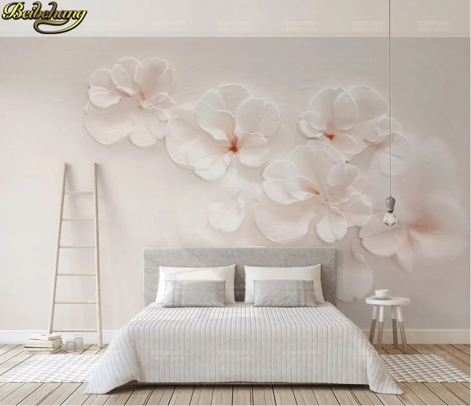 Фото 3d обои beibehang на заказ трехмерные вишневые цветы тисненые минималистичный фон для