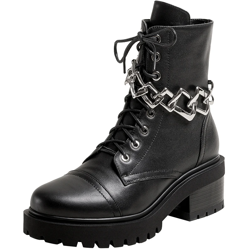 Autumn Winter Ankle Motorcycle Boot Thick Bottom Elegant Fashion Footwear Shoes Round Toe Platform Boots Women Lace Up CoolA148
Autumn Winter Ankle Motorcycle Boot Thick Bottom Elegant Fashion Footwear Shoes Round Toe Platform Boots Women Lace Up CoolA148