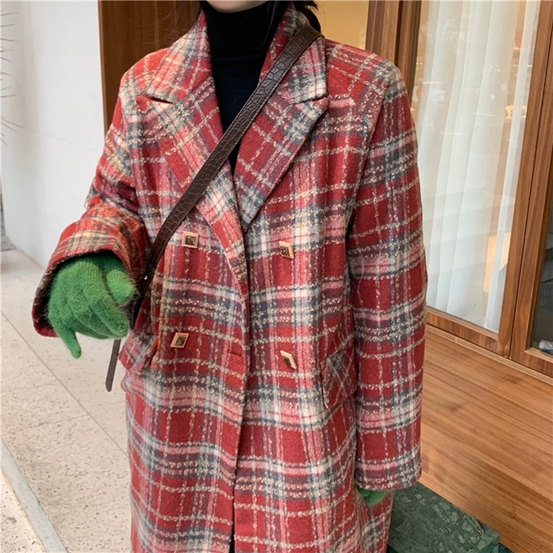 Vintage Plaid Blazer For Women'S Double-Breasted Long Coat Office Winter Casual Full Sleeve High Quality Outerwear
Vintage Plaid Blazer For Women'S Double-Breasted Long Coat Office Winter Casual Full Sleeve High Quality Outerwear