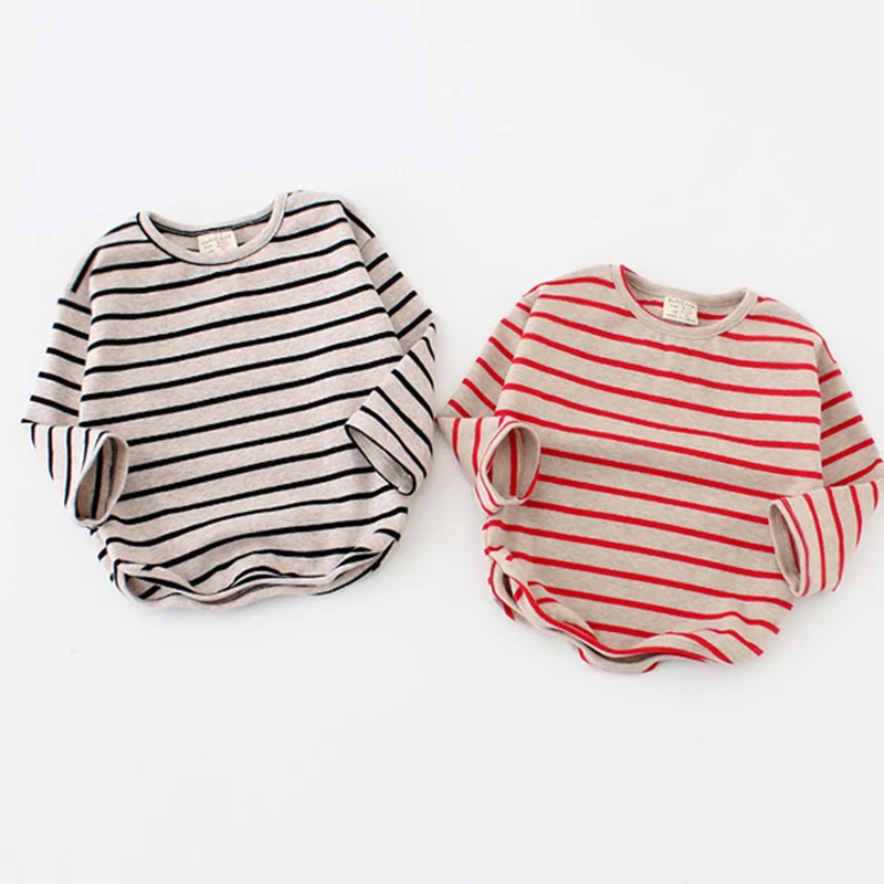 Fashion Striped Print 2021 Kids Baby Girls Clothes Cotton Long Sleeve T Shirts for Children Autumn Spring Clothing |