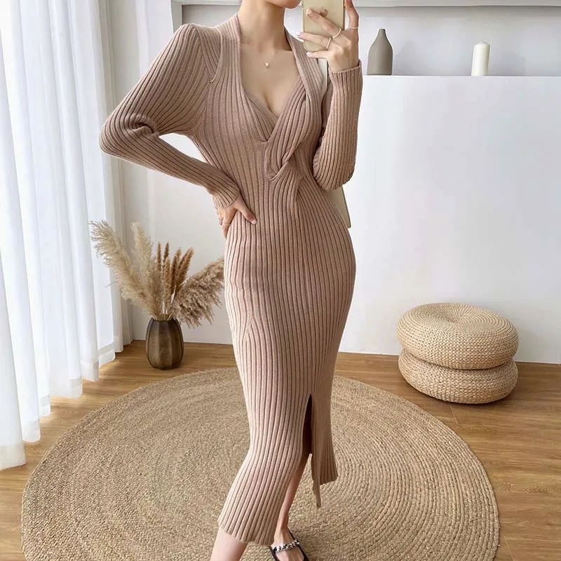 French Style Thick Retro Midi Sweater Dress 2021 Fashion Twist V-Neck Slim Elegant Collect Waist Split Party Dresses White Robe
French Style Thick Retro Midi Sweater Dress 2021 Fashion Twist V-Neck Slim Elegant Collect Waist Split Party Dresses White Robe
