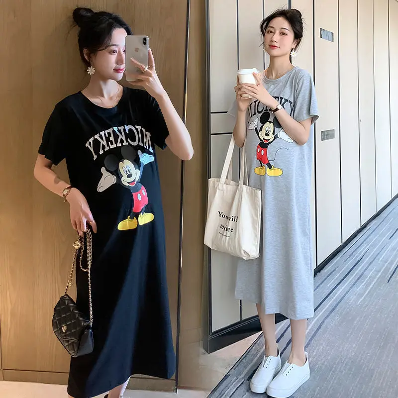 Cartoon Print T-Shirt Dress Short Sleeve Loose Summer Dresses Female Elegant Mickey Mid-Length Dress Casual Vestidos Robe Femme
Cartoon Print T-Shirt Dress Short Sleeve Loose Summer Dresses Female Elegant Mickey Mid-Length Dress Casual Vestidos Robe Femme