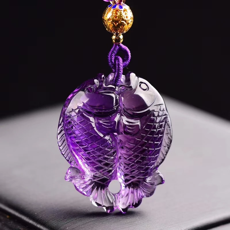 Natural Purple Amethyst Quartz Crystal Double Two Fish Pendant Fashion 35*29*13mm From Brazil Healing Stone Necklace AAAAAA
Natural Purple Amethyst Quartz Crystal Double Two Fish Pendant Fashion 35*29*13mm From Brazil Healing Stone Necklace AAAAAA