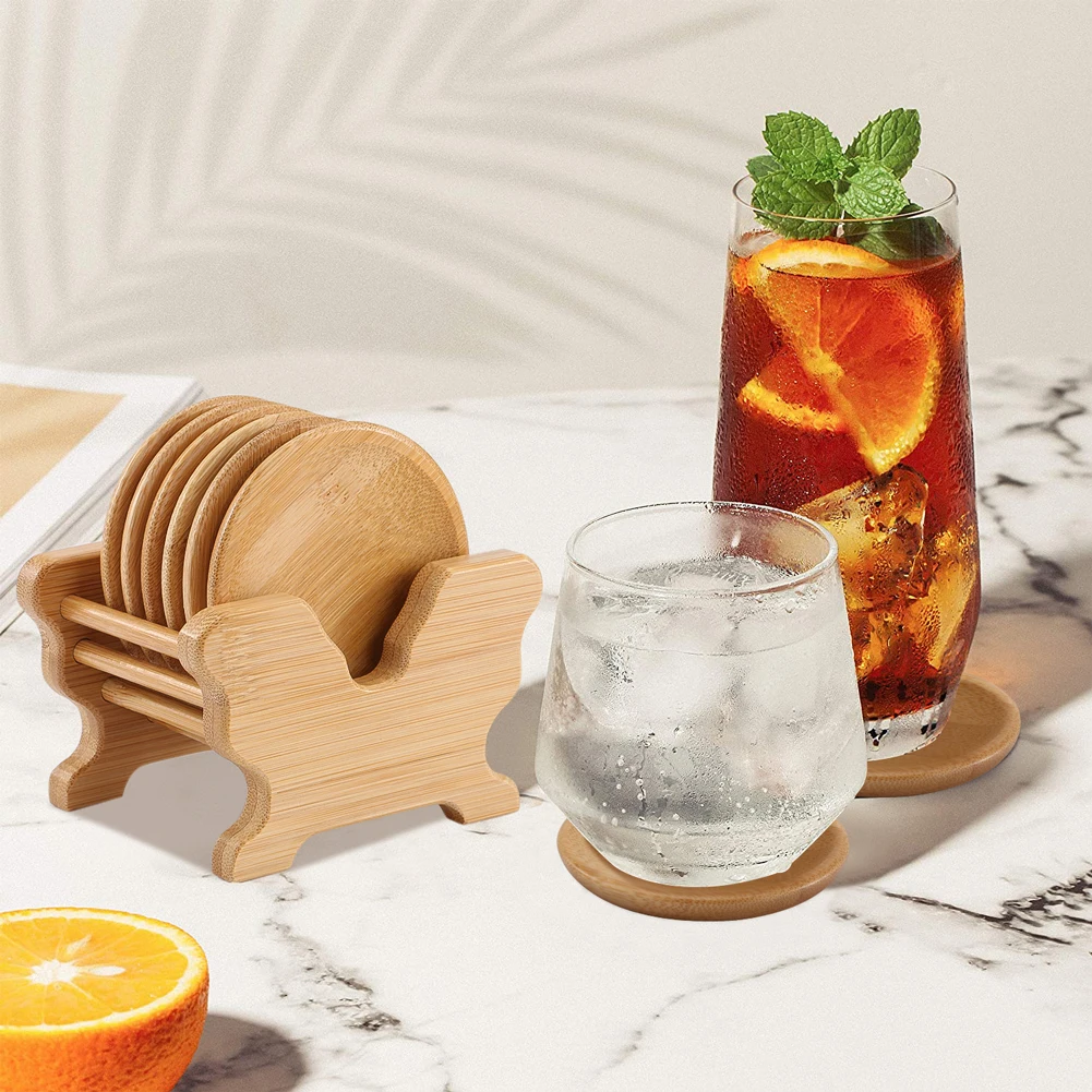 Practical Coaster Bamboo Wood Placemat Rount Heat Resistant Drink Pad Anti-Corrosion Anti-Skid Coffee Mat 6 Coaster 1 Stand
Practical Coaster Bamboo Wood Placemat Rount Heat Resistant Drink Pad Anti-Corrosion Anti-Skid Coffee Mat 6 Coaster 1 Stand