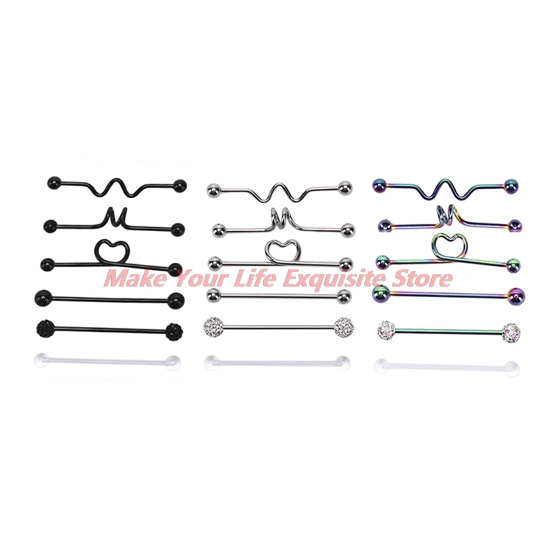 New 6Pcs/Set Stainless Steel Industrial Barbell Earrings Heart Arrow Rainbow Ear Cartilage Helix-Conch Piercing Jewelry
New 6Pcs/Set Stainless Steel Industrial Barbell Earrings Heart Arrow Rainbow Ear Cartilage Helix-Conch Piercing Jewelry