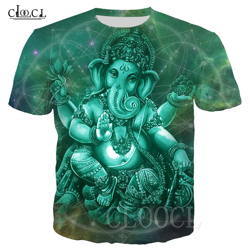 Ganesha God of Wisdom размера плюс 3D футболки с принтом гинду Ганеша футболка для мужчин и