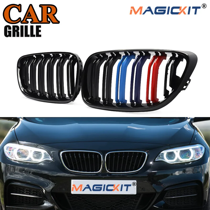MagicKit для BMW F22 F23 220i 228i 14 18 Передняя решетка гриль черный глянец M Цвет двойная