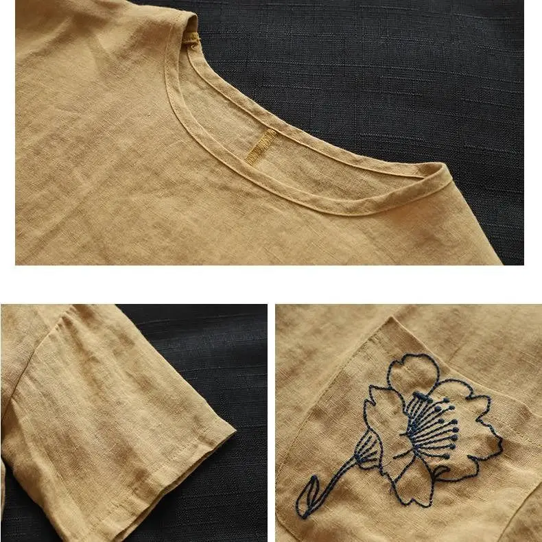 95% cotton flower embroidery cotton hemp T-shirt women's short sleeve loose top summer 2021 new leisure half sleeve top
95% cotton flower embroidery cotton hemp T-shirt women's short sleeve loose top summer 2021 new leisure half sleeve top