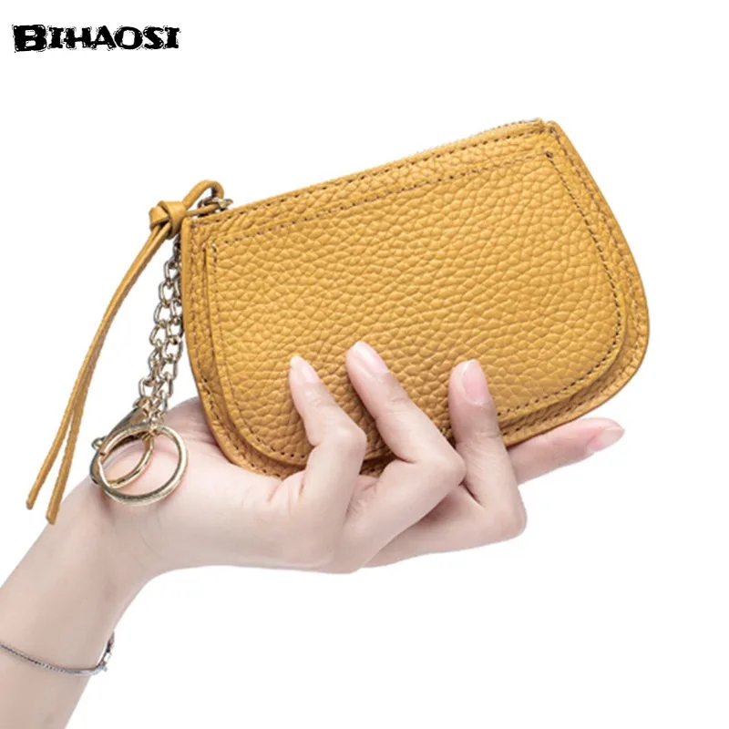 Women's Zero Wallet Leather Mini Key Chain Zipper Style Coin Change Wristlet Purses Girls Purse Small Pouch Wholesale | Багаж и сумки
