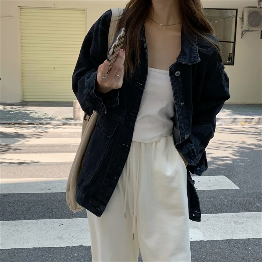 Джинсовая куртка в стиле Харадзюку, милая модная Свободная джинсовая куртка средней длины, шикарная ковбойская Осенняя верхняя одежда для ... 
Джинсовая куртка в стиле Харадзюку, милая модная Свободная джинсовая куртка средней длины, шикарная ковбойская Осенняя верхняя одежда для ...