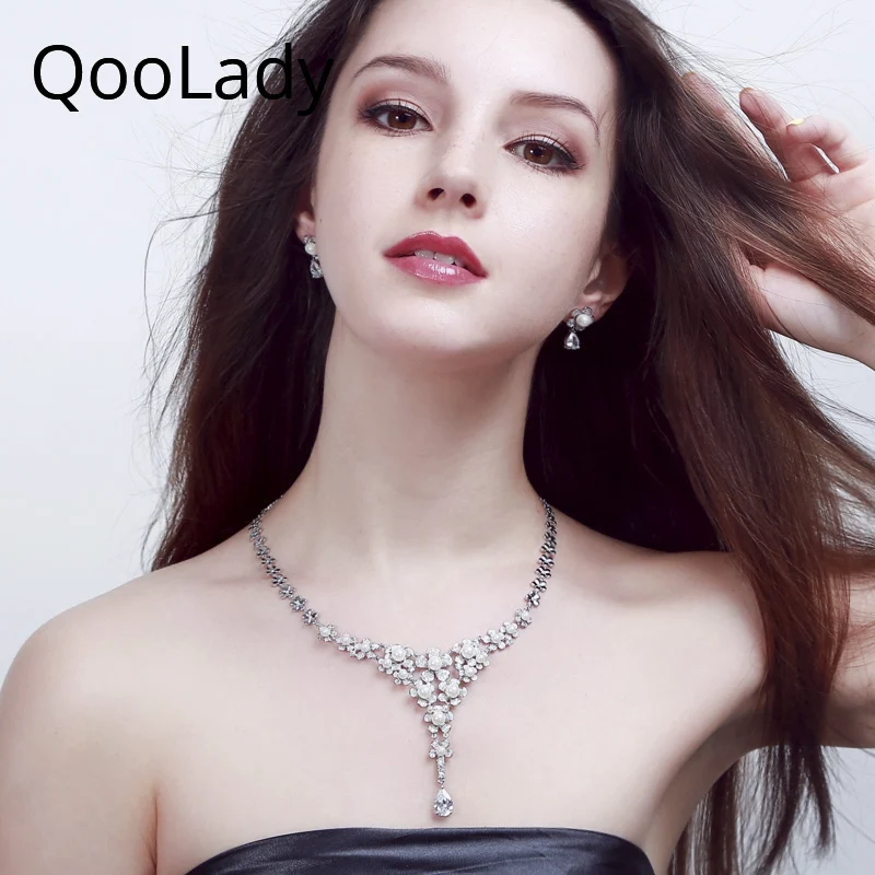 QooLady модные свадебные вечерние жемчужные цветочные украшения Фианит, циркон, Кристалл Модное ожерелье и серьги набор Z055
QooLady модные свадебные вечерние жемчужные цветочные украшения Фианит, циркон, Кристалл Модное ожерелье и серьги набор Z055