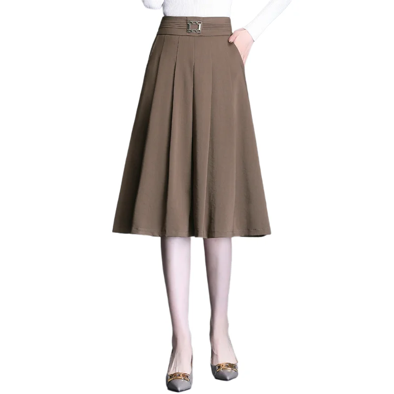 Autumn Spring Elastic High Waist Loose Casual Mid-long Black Pleated Skirt Women Elegant Khaki Skirts Office Lady
Autumn Spring Elastic High Waist Loose Casual Mid-long Black Pleated Skirt Women Elegant Khaki Skirts Office Lady
