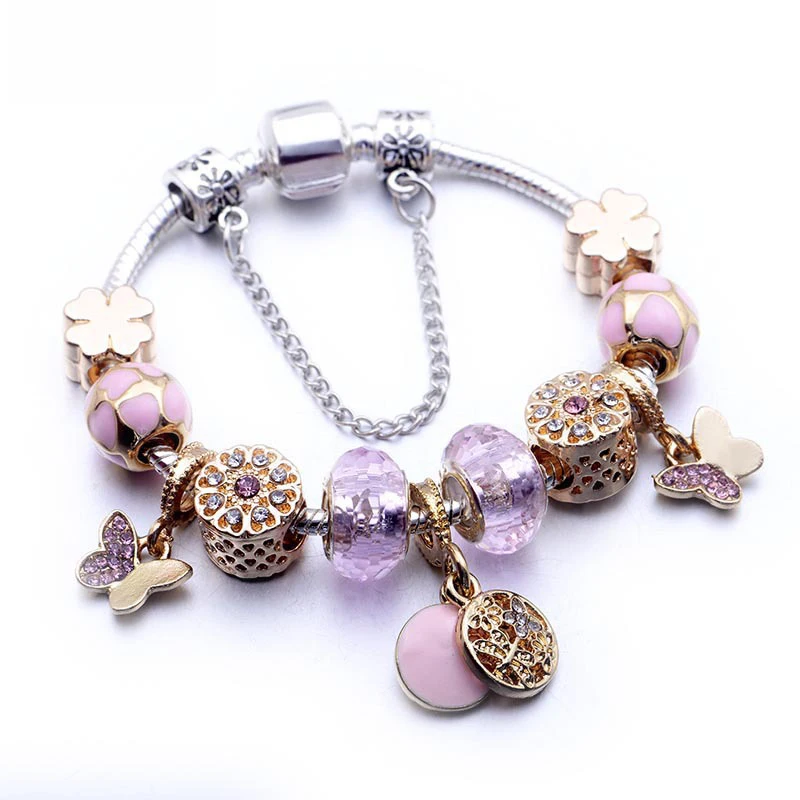 New crystal ladies bracelet 2020 new jewelry DIY feather butterfly & four-leaf clover pendant beaded bracelet girlfriend gift
New crystal ladies bracelet 2020 new jewelry DIY feather butterfly & four-leaf clover pendant beaded bracelet girlfriend gift