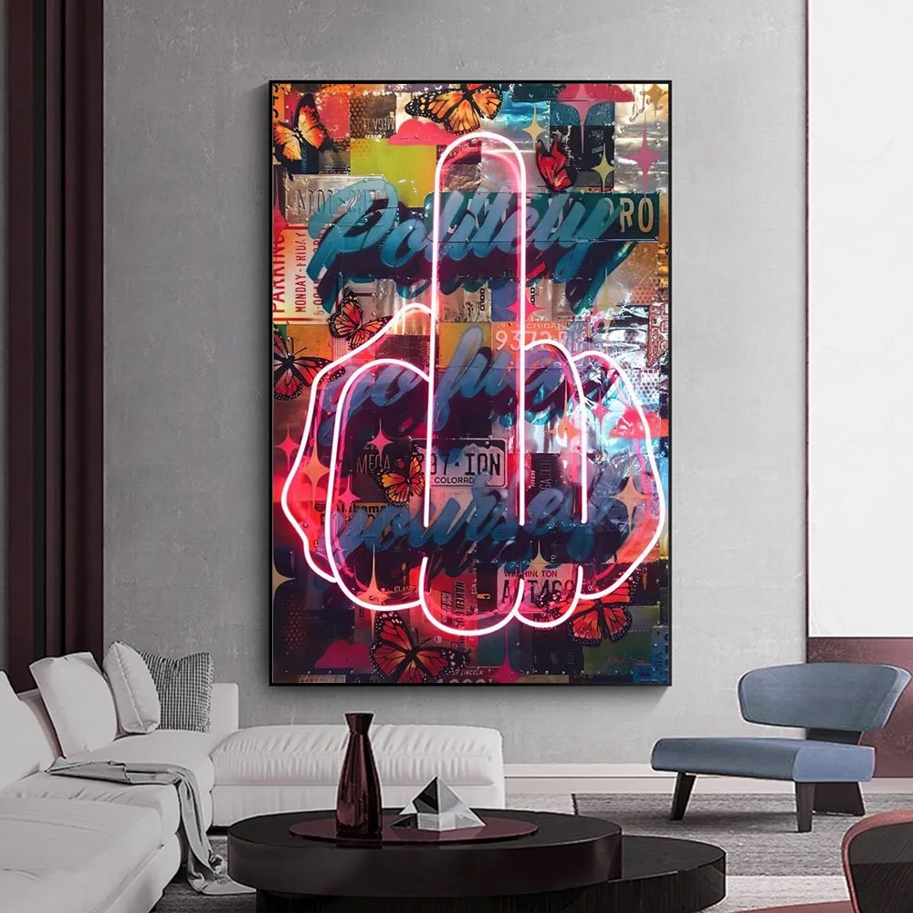 Retro Style Background Wall Abstract Fluorescent Middle Finger Art Poster Print HD Canvas Painting Modern Decoration Living Room
Retro Style Background Wall Abstract Fluorescent Middle Finger Art Poster Print HD Canvas Painting Modern Decoration Living Room