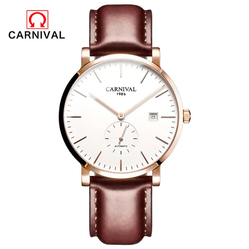 New Carnival Ultra-thin 10MM Automatic Mechanical Watch Men Luxury Brand Watches Waterproof erkek kol saati Men's Clock C8039-5
New Carnival Ultra-thin 10MM Automatic Mechanical Watch Men Luxury Brand Watches Waterproof erkek kol saati Men's Clock C8039-5