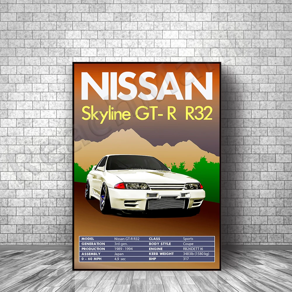 Vintage Classic Car Poster Nissan Skyline GT-R R32 Modern Home Art Deco Canvas Poster Print
Vintage Classic Car Poster Nissan Skyline GT-R R32 Modern Home Art Deco Canvas Poster Print