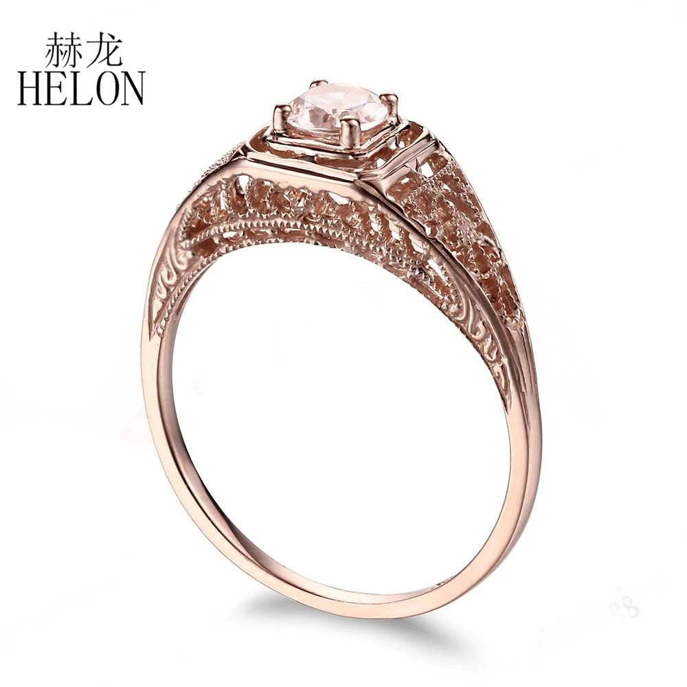 HELON Solid 14K Rose Gold Flawless Round 4.5mm Genuine Morganite Engagement Ring For Women Anniversarry Fine Jewelry Best Gift
HELON Solid 14K Rose Gold Flawless Round 4.5mm Genuine Morganite Engagement Ring For Women Anniversarry Fine Jewelry Best Gift