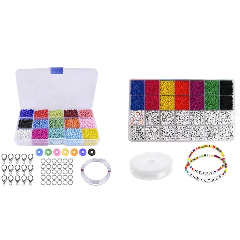 9000 Pcs Colorful Beads 3mm Glass Beads & 5000Pcs Glass Rice Beads A-Z 26 Letter Beads DIY Square Beaded
9000 Pcs Colorful Beads 3mm Glass Beads & 5000Pcs Glass Rice Beads A-Z 26 Letter Beads DIY Square Beaded