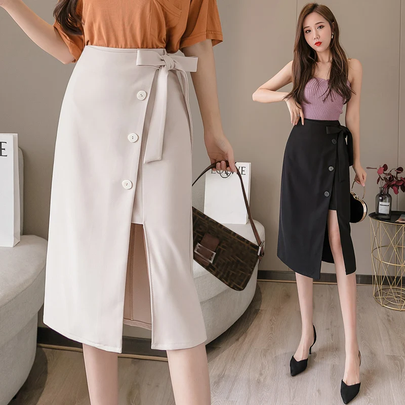 2021 Summer One-piece High-waisted Long Skirt Sashes Wrap Skirts Lace up Midi Skirt with Slit Korean Office Lady Work Wear Falda
2021 Summer One-piece High-waisted Long Skirt Sashes Wrap Skirts Lace up Midi Skirt with Slit Korean Office Lady Work Wear Falda