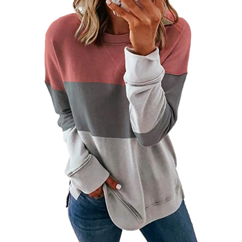 Autumn New Women Fashion Casual Color Matching Round Neck Clothes Vintage Oversize Loose Harajuku Shirt Female Pullover T Shirts
Autumn New Women Fashion Casual Color Matching Round Neck Clothes Vintage Oversize Loose Harajuku Shirt Female Pullover T Shirts