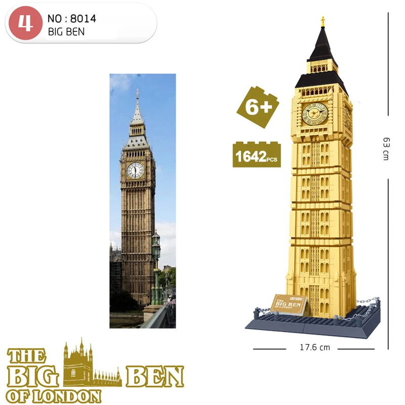 Wange 8014 1642pcs London Big Ben World Construction Building Blocks Creative Architecture Gift Toys Kids For Children 
Wange 8014 1642pcs London Big Ben World Construction Building Blocks Creative Architecture Gift Toys Kids For Children
