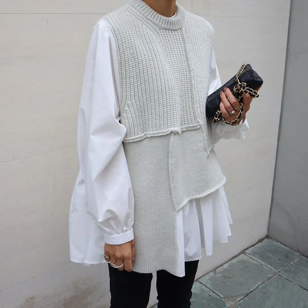 Chic Sweaters Women Korean Fashion Asymmetric Patchwork Color Block 2021 Autumn OL Vintage Pullovers Tops Knitted Sweater Winter
Chic Sweaters Women Korean Fashion Asymmetric Patchwork Color Block 2021 Autumn OL Vintage Pullovers Tops Knitted Sweater Winter