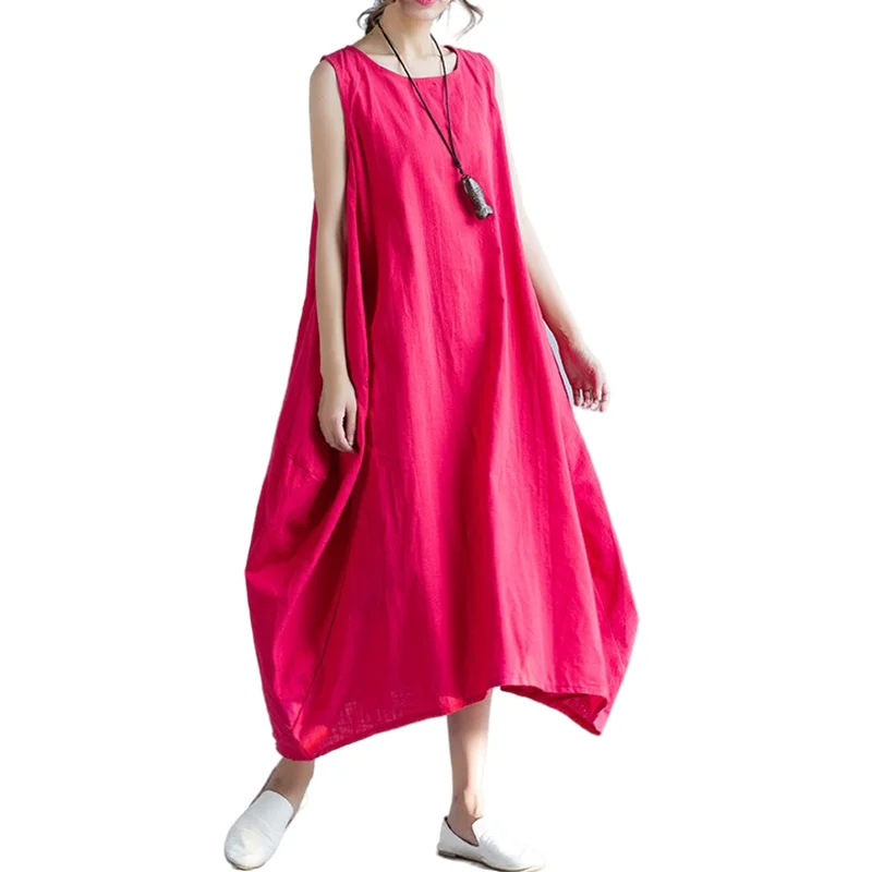 New Summer Loose Cotton Linen Women Dresses White Red Irregular Hem Sleeveless Long Dress Female Vestidos Robe
New Summer Loose Cotton Linen Women Dresses White Red Irregular Hem Sleeveless Long Dress Female Vestidos Robe