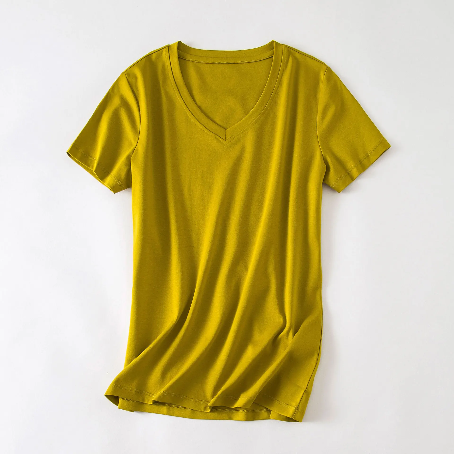 New cool feeling double-sided female summer loose V-neck cotton all-match solid color half-sleeved t-shirt one
New cool feeling double-sided female summer loose V-neck cotton all-match solid color half-sleeved t-shirt one