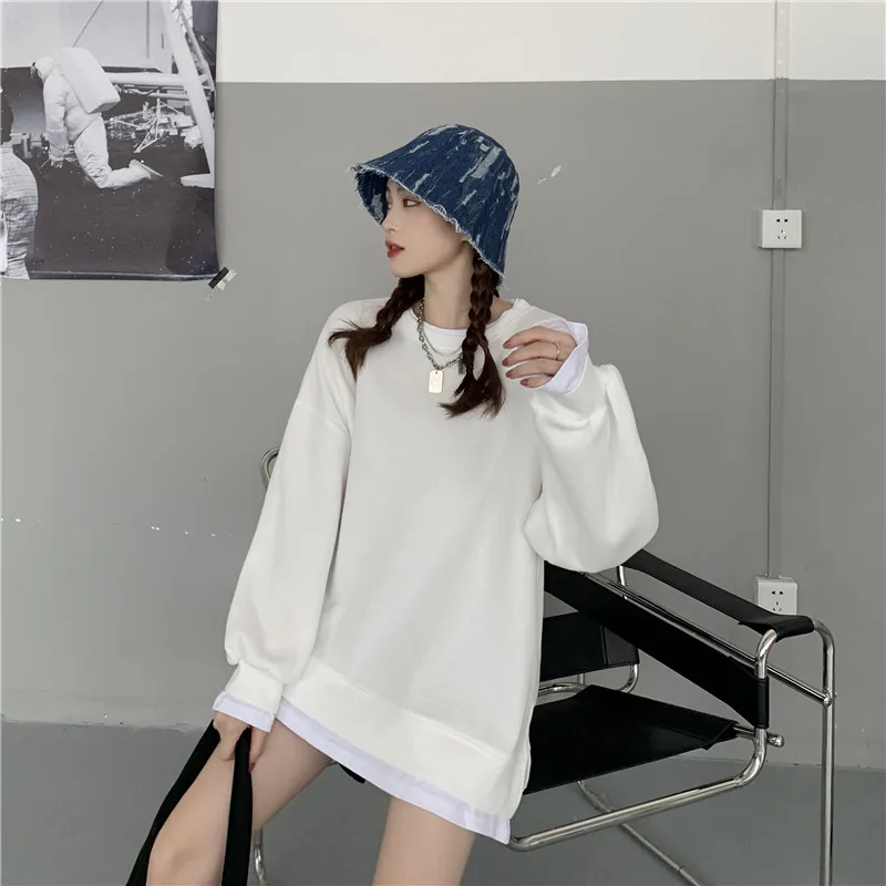 Fashion Fake Two Piece Sweaters Women Korean Long Sleeve Pullovers Sweatshirt Casual Loose Solid Streetwear Clothes
Fashion Fake Two Piece Sweaters Women Korean Long Sleeve Pullovers Sweatshirt Casual Loose Solid Streetwear Clothes