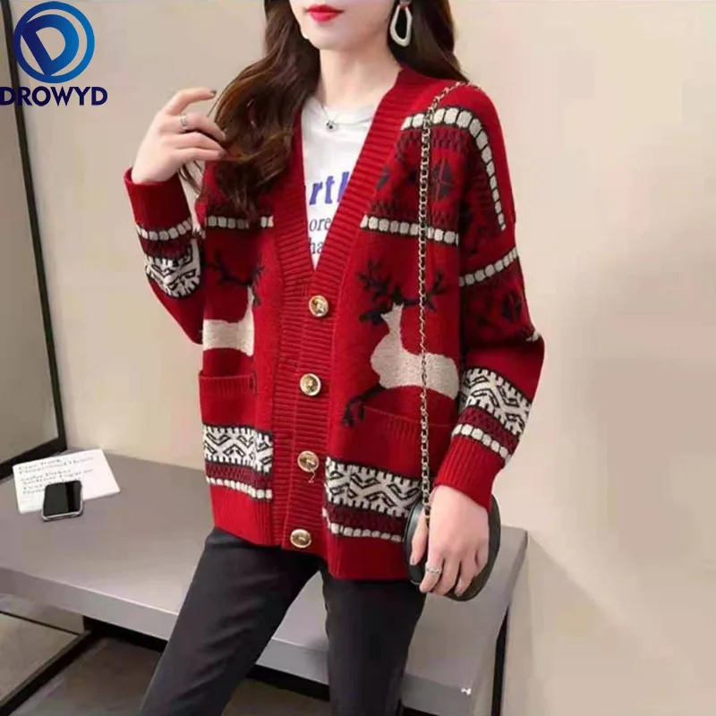 Retro Folk Style Deer Sweater Jacket Women's Spring 2021 New Loose Outer Wear Lazy Style Knitted Single-breasted Cardigan Jacket
Retro Folk Style Deer Sweater Jacket Women's Spring 2021 New Loose Outer Wear Lazy Style Knitted Single-breasted Cardigan Jacket