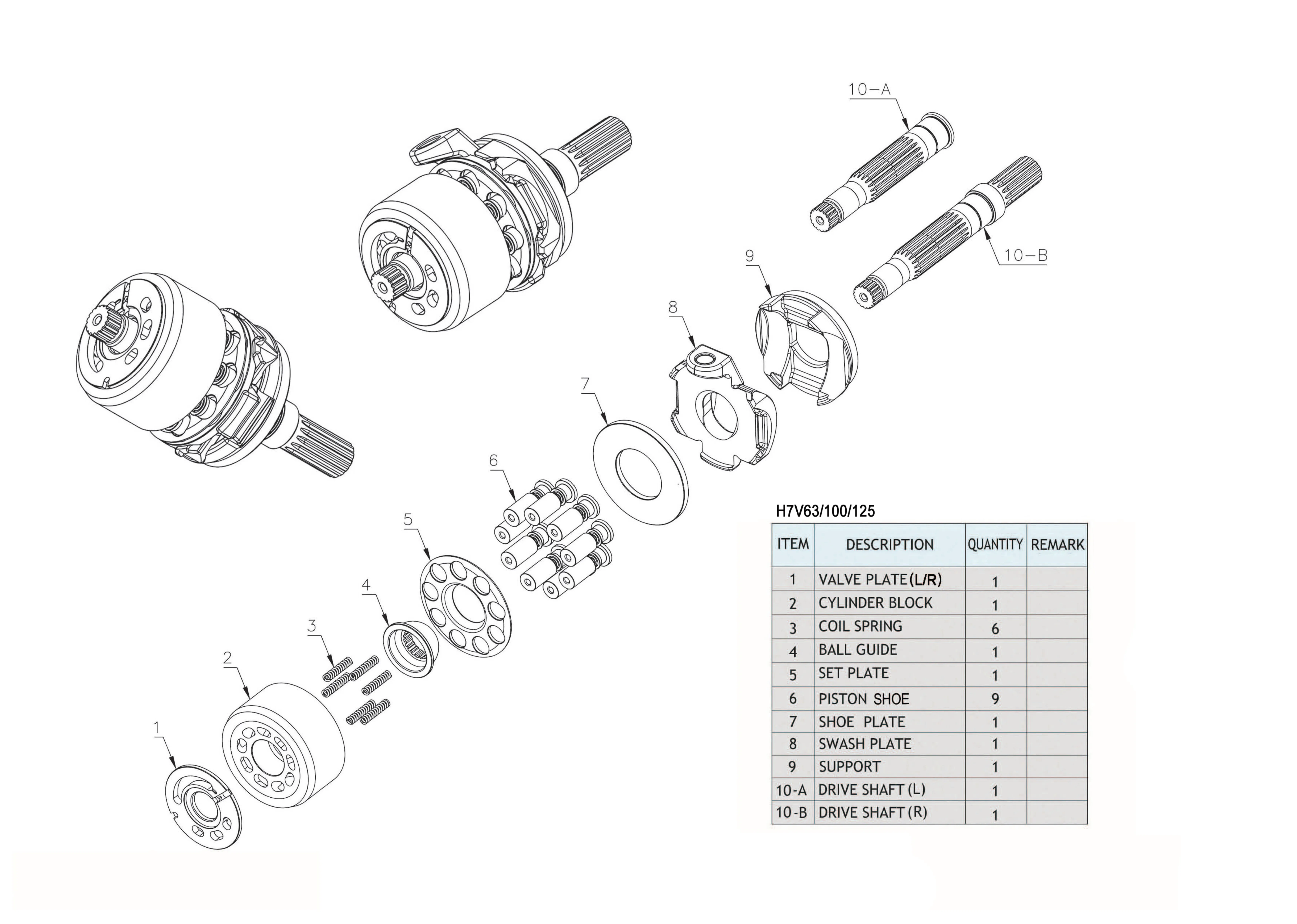 Hydraulic Pump Kits Piston Pump parts Inner Spare Parts Repair kits For KAWASAKI K7V60 K7V100 K7V125
Hydraulic Pump Kits Piston Pump parts Inner Spare Parts Repair kits For KAWASAKI K7V60 K7V100 K7V125