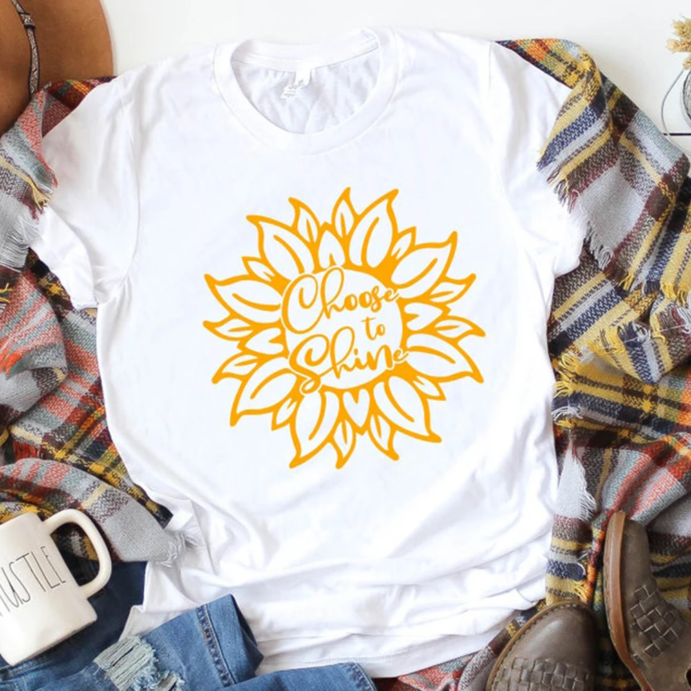 Choose To Shine Sunflower Print Tshirt Women Cotton Graphic Tees O Neck Short Sleeve Tumblr T Shirt Streetwear
Choose To Shine Sunflower Print Tshirt Women Cotton Graphic Tees O Neck Short Sleeve Tumblr T Shirt Streetwear
