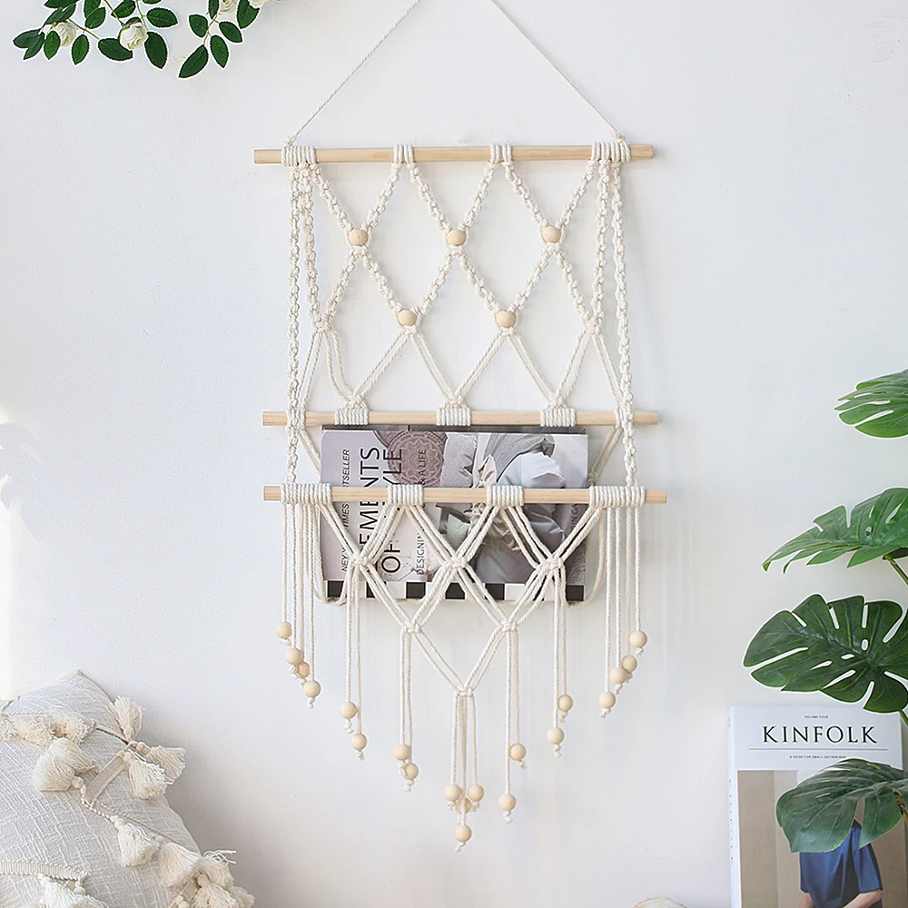 Macrame Wall Hanging Boho Magazine Book Holder Macrame Cotton Wovening Picture Pocket Boho Home Decor for Bedroom Decoration
Macrame Wall Hanging Boho Magazine Book Holder Macrame Cotton Wovening Picture Pocket Boho Home Decor for Bedroom Decoration