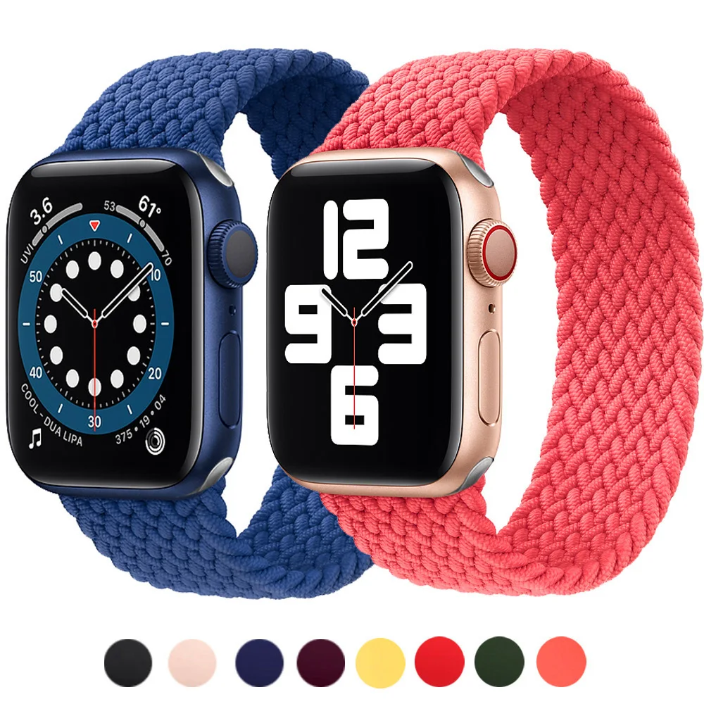 

Ремешок нейлоновый соло Pop для Apple Watch Band 6 SE 5 4 44 мм 40 мм, эластичный браслет для iWatch Series 3 38 мм 42 мм, аксессуары