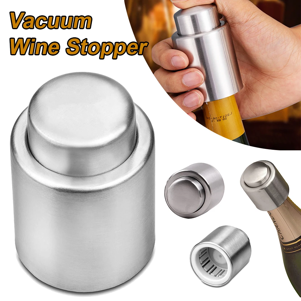 Stainless Steel Bottle Stopper Reusable Vacuum Sealed Push Style Wine Beverage Bottle Cap Wine Accessories Bar Tools
Stainless Steel Bottle Stopper Reusable Vacuum Sealed Push Style Wine Beverage Bottle Cap Wine Accessories Bar Tools