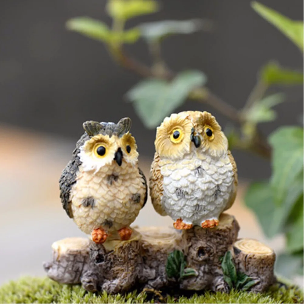 

Terrarium Decor 1 PC Cute Owls Animal Resin Miniatures Figurine Craft Bonsai Pots Home Fairy Garden Ornament Decoration