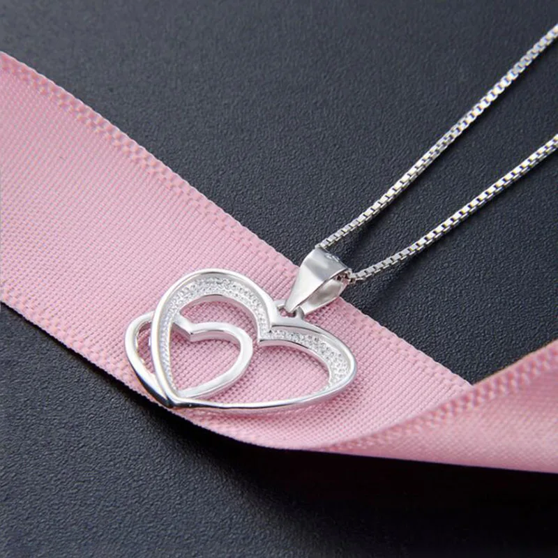 Authentic 100% 925 Sterling Silver Double Heart Pendant Necklaces Women 925 Silver Fine Jewelry Romantic Wedding Clavicle Chain
Authentic 100% 925 Sterling Silver Double Heart Pendant Necklaces Women 925 Silver Fine Jewelry Romantic Wedding Clavicle Chain