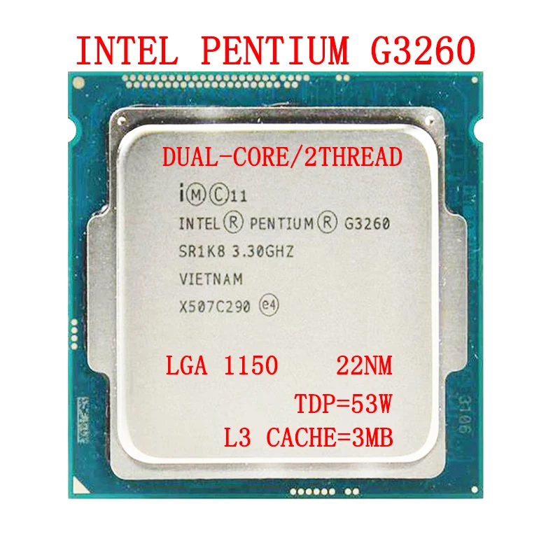 Процессор Intel Pentium G3260, 3 Мб кэш-памяти, 3,30 ГГц, 22 нм, TDP 53 Вт, LGA1150, двухъядерный процессор для настольного компьютера, аксессуары для самостояте...
Процессор Intel Pentium G3260, 3 Мб кэш-памяти, 3,30 ГГц, 22 нм, TDP 53 Вт, LGA1150, двухъядерный процессор для настольного компьютера, аксессуары для самостояте...