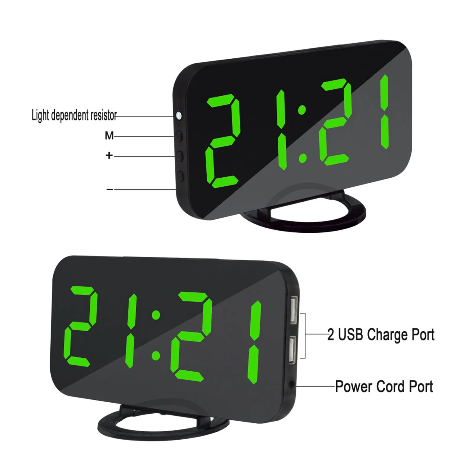 LED Alarm Clock Mirror Digital Clock Dimmable Night Mode Bedside Clock 2 USB Output Ports Table Clock Electronic Digital Clock
LED Alarm Clock Mirror Digital Clock Dimmable Night Mode Bedside Clock 2 USB Output Ports Table Clock Electronic Digital Clock