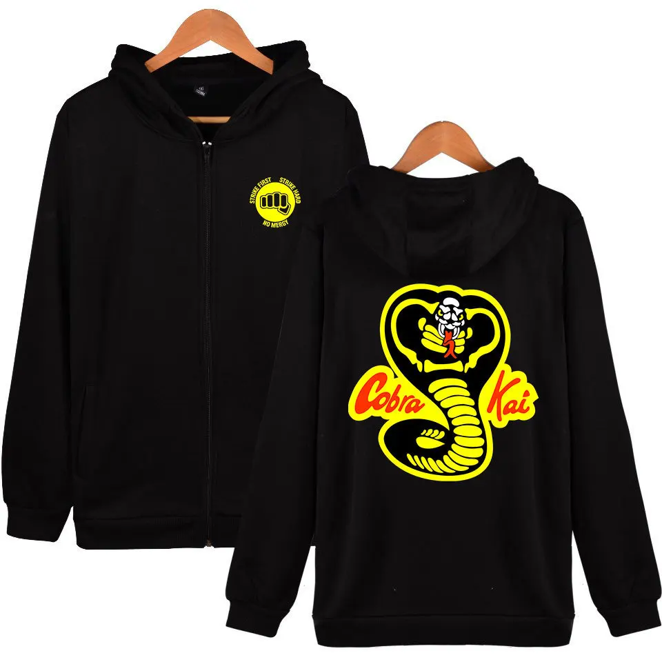 Cobra Kai Cosplay Jacket Strike Hard Strike First No Mercy Plus Size Black White Tops Women Men Zipper Hoodies Dropshipping
Cobra Kai Cosplay Jacket Strike Hard Strike First No Mercy Plus Size Black White Tops Women Men Zipper Hoodies Dropshipping