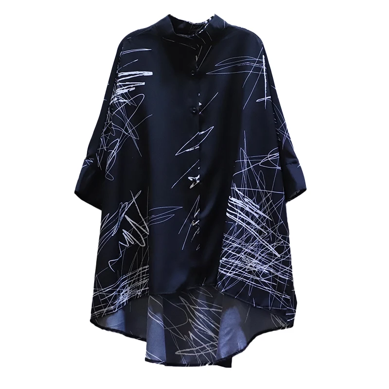 IEQJ 2021 Summer New Korean Casual Half High Collar Line Pattern Loose Big Size Back Long Shirt Cardigan Was Thin Female 3F0645
IEQJ 2021 Summer New Korean Casual Half High Collar Line Pattern Loose Big Size Back Long Shirt Cardigan Was Thin Female 3F0645