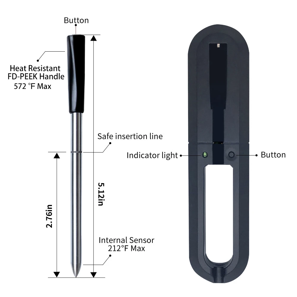 Oven Smart Food Portable Fast Charge Compatible 4.0 Outdoor Picnic BBQ Tool Wireless Meat Thermometer Home Long Probe
Oven Smart Food Portable Fast Charge Compatible 4.0 Outdoor Picnic BBQ Tool Wireless Meat Thermometer Home Long Probe
