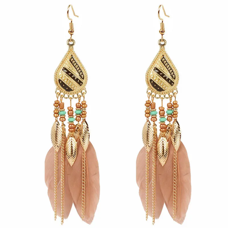 Fashion Earrings 2020 Stainless Steel Pending Jewelry Feather Bohemian Style Retro Colorful Beads Long Chain Earrings
Fashion Earrings 2020 Stainless Steel Pending Jewelry Feather Bohemian Style Retro Colorful Beads Long Chain Earrings